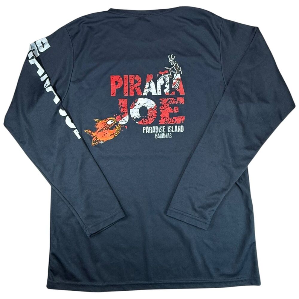 Pirana Joe Paradise Island Long Sleeve Performance Shirt Mens Navy Blue Size M